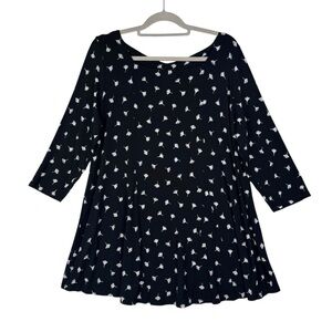 J. Jill Wearever Collection Women's Long Sleeve Top Black White Patterned Size L